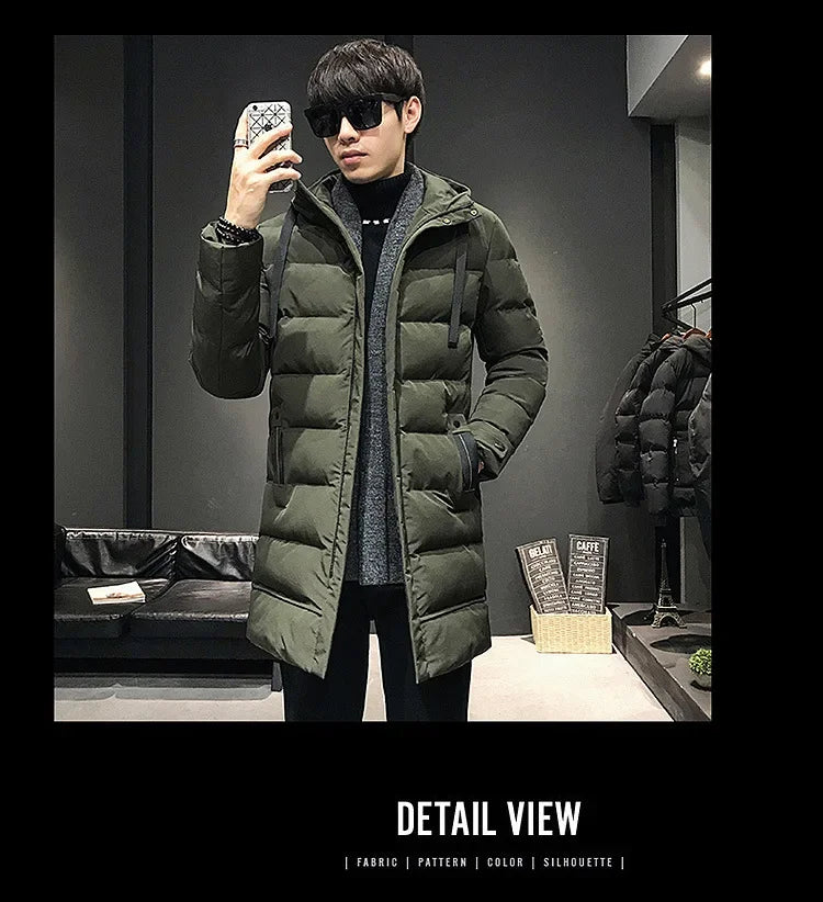 Men Long Down Jackets Winter Coats Chaquetas Hooded Casual Winter Parkas High Quality Male Green Warm Parkas Coats Size 8XL