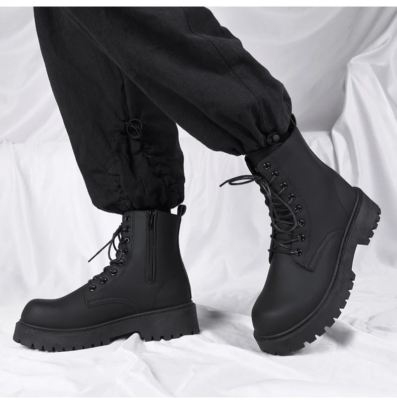 Luxury Brand Boots Chelsea Men's Boots Leather Men Designer Boots Fashion Casual Business Black Boots Thick Soled Mid Top Boots