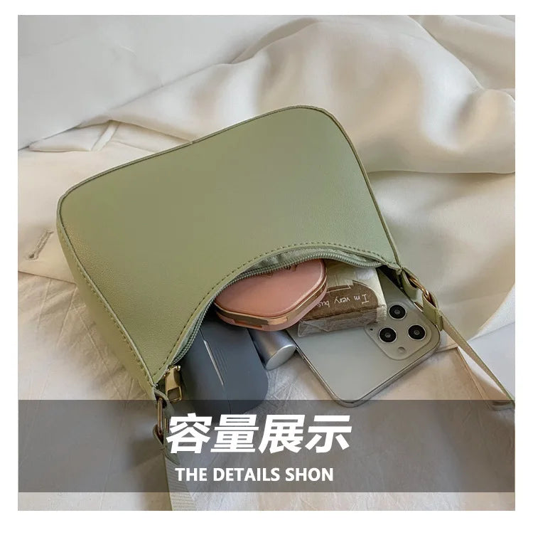 New Women's Fashion Handbags Retro Solid Color PU Leather Shoulder Underarm Bag Casual Women Handbags Designer Bag for Women