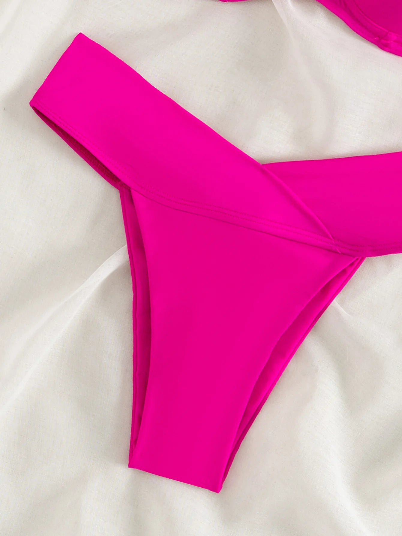 2025 Women Swimsuit Sexy Hot Pink Two Piece Bikini High Waist Underwire Suspender Swimwear Beach Bathing Suit Beachwear Summer