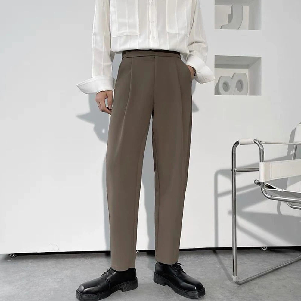 Mens Suit Pants Hook Loop Casual Pants Streetwear Fashion Youth Campus Casual All-Match Straight Pants Men'S Clothing 2025 New