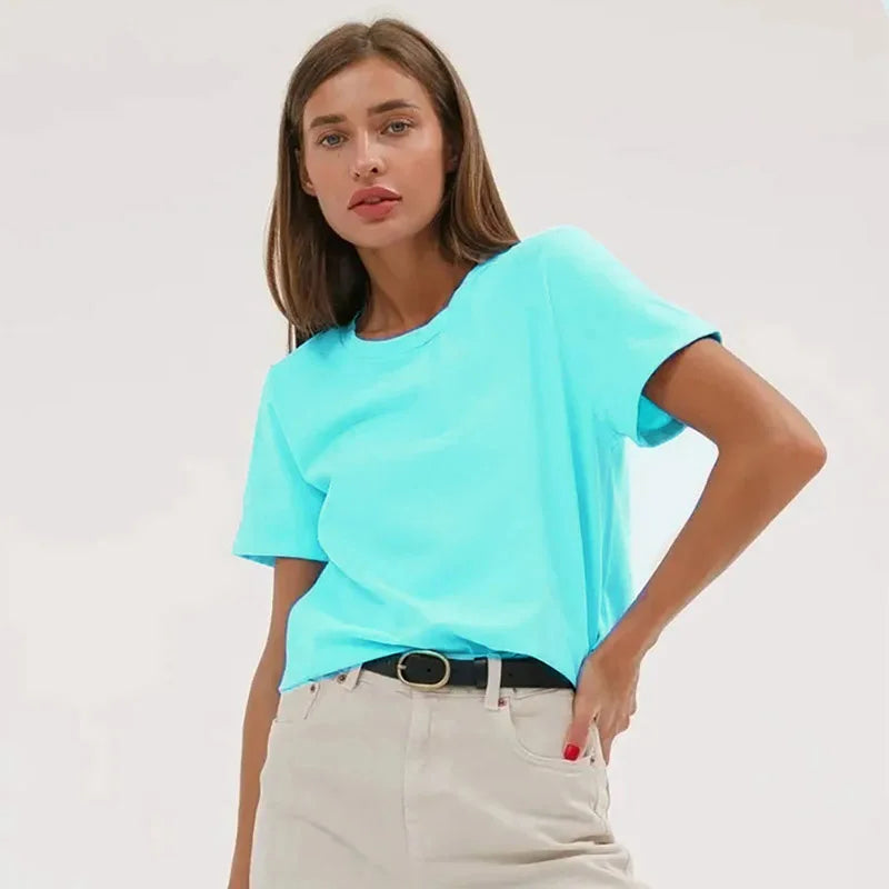 3XL 4XL 100% Cotton Women s T shirt Oversized Casual Solid Tees Short Sleeve Summer Top Plain Streetwear Quality Basic Clothing
