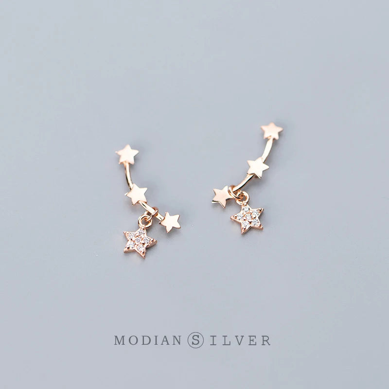 Modian Stackable Twinkle Star Sterling Silver 925 Stud Earrings for Women Fashion 3 Color Simple Ear Pin Fine Jewelry 2020 New