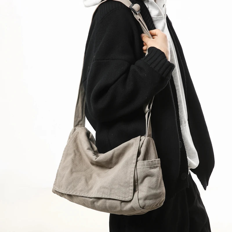 Men'S Minimalist Large Capacity Messenger Bag, Casual Shoulder Bag, Suitable for Vacation, Outdoor Activities, Daily Commuting