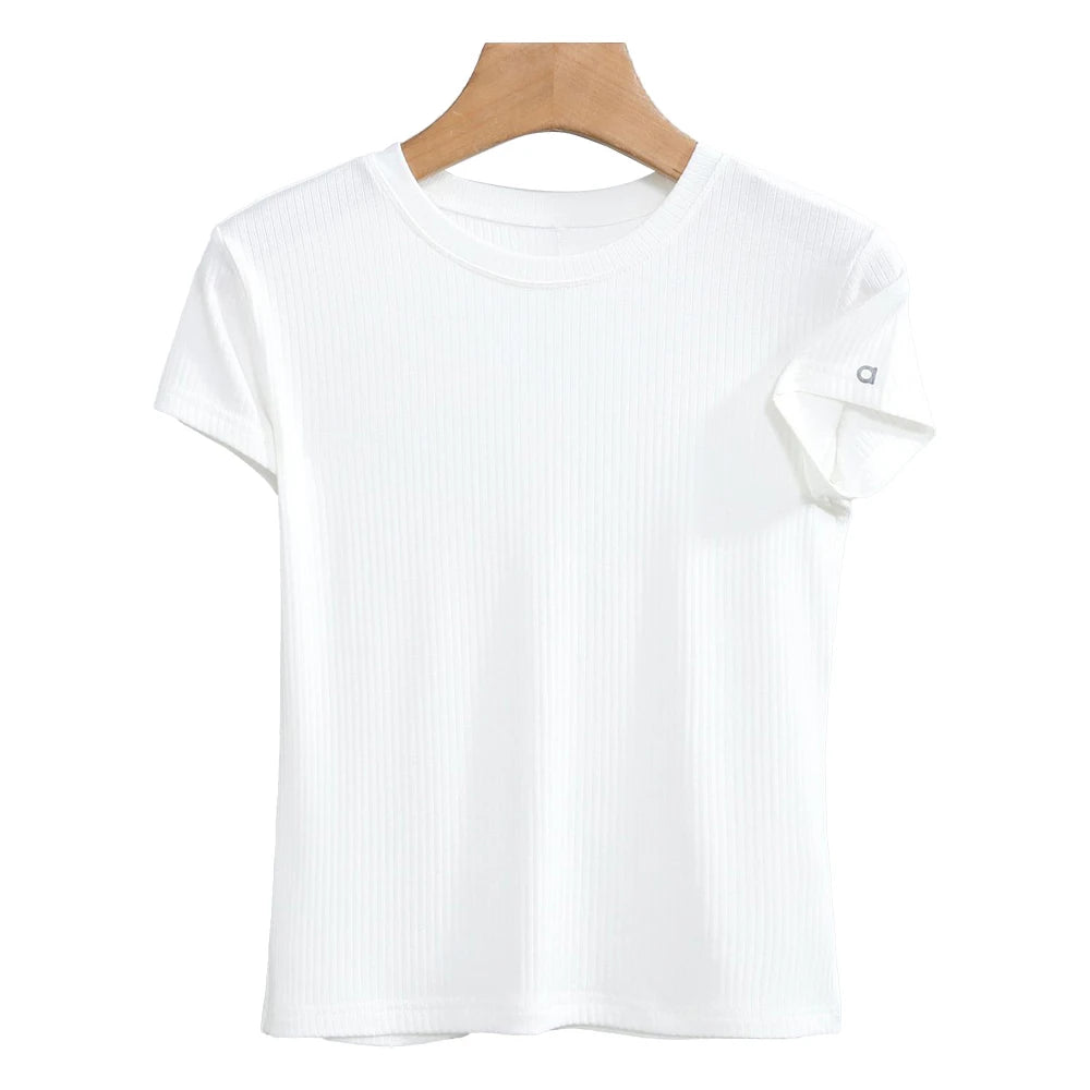 Summer Short Sleeve Flexible T-shirt white color Basic casual Tee Shirt Tops