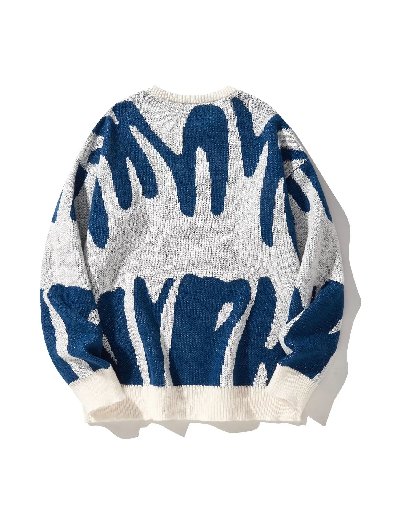New Popular Spring & Fall Astronaut Star-Picking Jacquard Pattern Pullover Sweater Casual Round Neck Contrast Color Knitted Men'