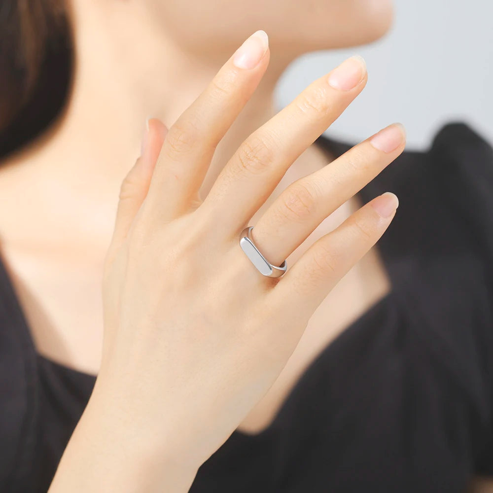 Skyrim Stainless Steel Signet Rings for Men Women Minimalist 5MM Wide Finger Rings 2025 Trend Wedding Couple Jewelry Gift Hot