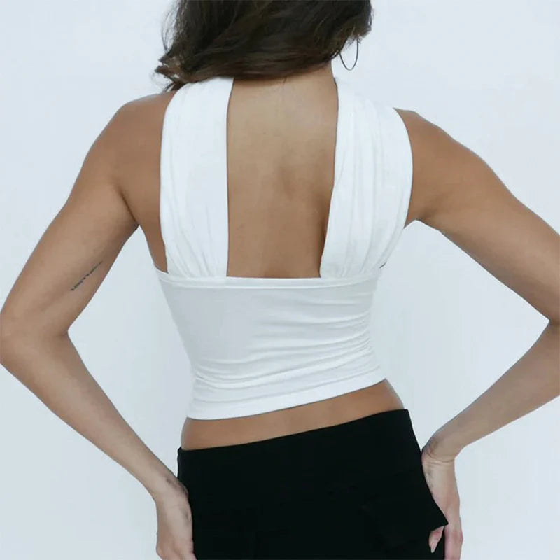 Chic White Sexy Strapless Crop Tops 2023 Elegant Summer Slim Tanks Tube Top Cropped Solid