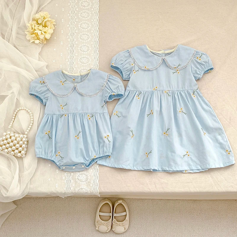 New Summer Newborn Clothes Kids Baby Girls Rompers 4 Colors New Infant Kids Baby Girls Embroider Flower Baby Rompers Clothes