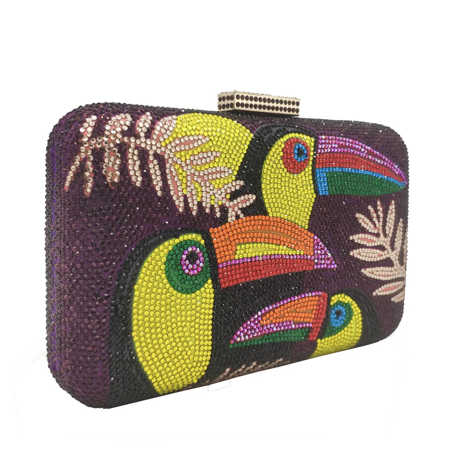 Novelty Toucan Bird Women Crystal Evening Bags Rhinestones Box Minaudiere Clutch Party Cocktail Handbag Diamond Chain Purse