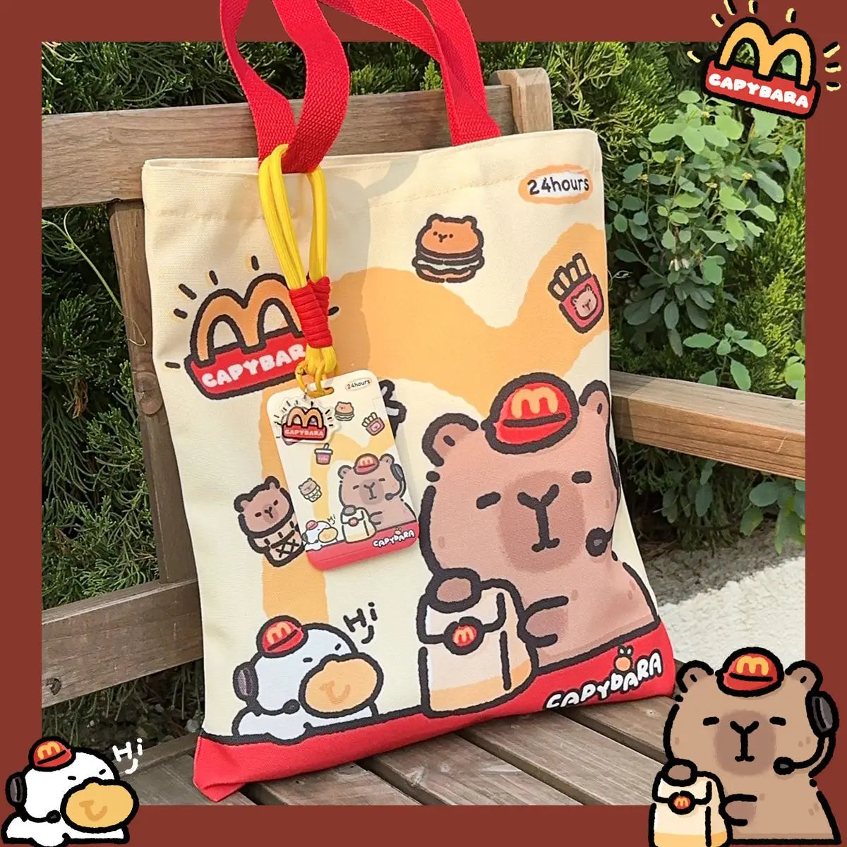 Canvas Bag Novelty Tote Bag Kapibara with Zipper Inner Daily Large Capacity Shoulder Bag Cartoon Capybara Kawai Handbags