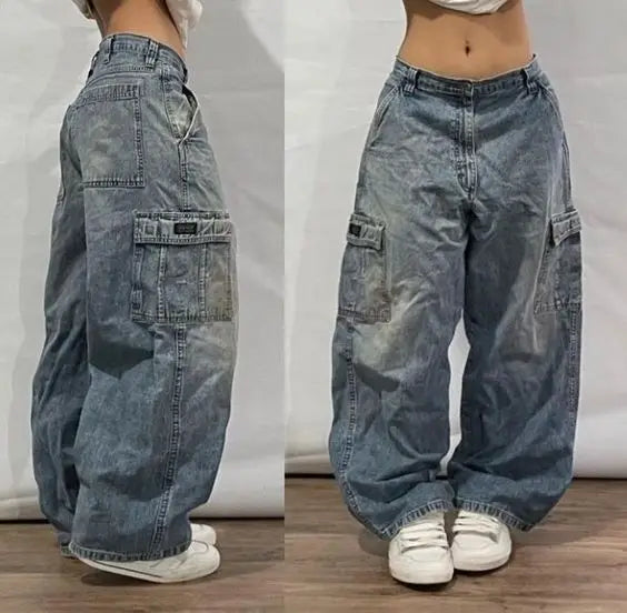New High Waist 2025 American Retro Plant Flower Print Ladies Commuter Wide-leg Jeans Youthful and Beautiful Out of The Street
