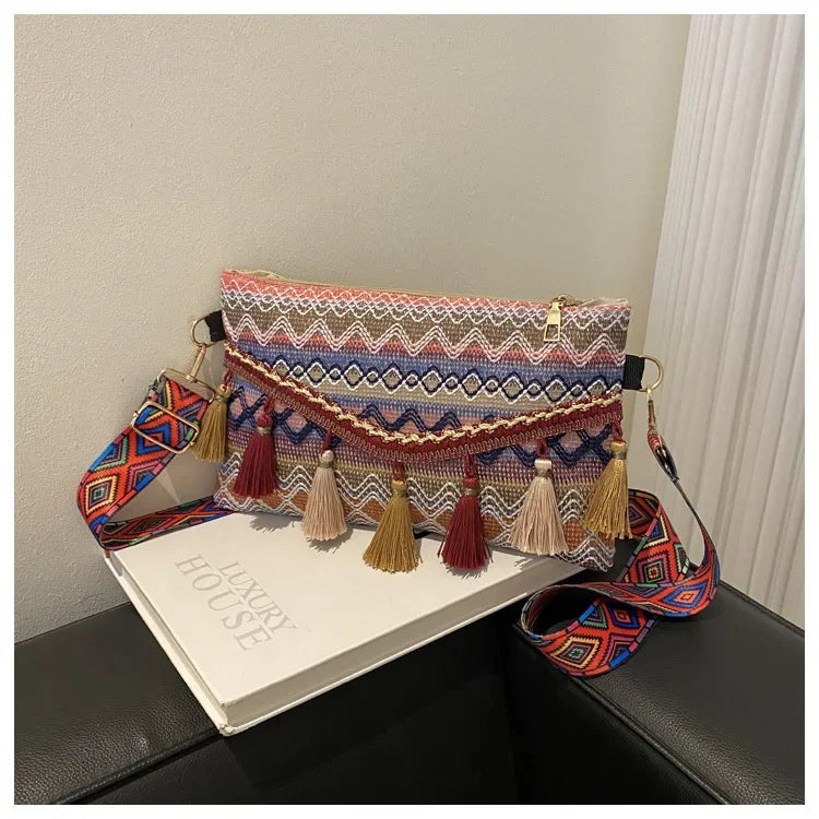 New Vintage Bohemian Fringe Shoulder Bag Women Tassel Boho Hippie Gypsy Fringed Women's Handbags Open Bag Purses and Handbags