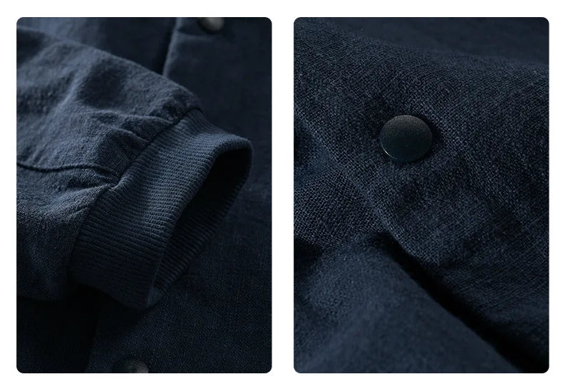 Spring and Autumn New Comfortable Linen Mens Jacket Loose Simple Casual Youth Versatile Cotton Linen Men Clothing FY202