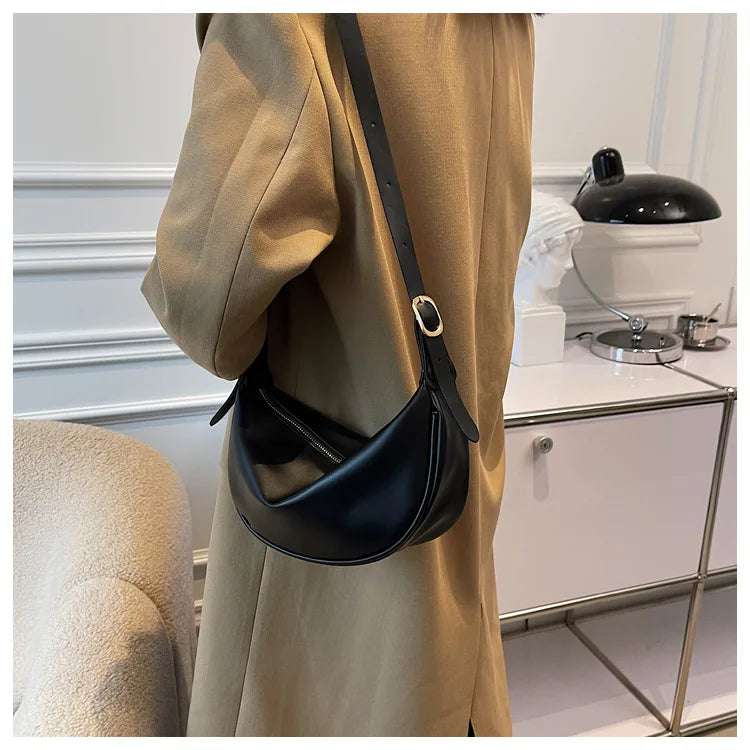 Zipper Women's Bag Korean Designer Middle Hobos Women Handbags High Quality PU Leather Ladies Shoulder Crossbody Bag Whole Sale