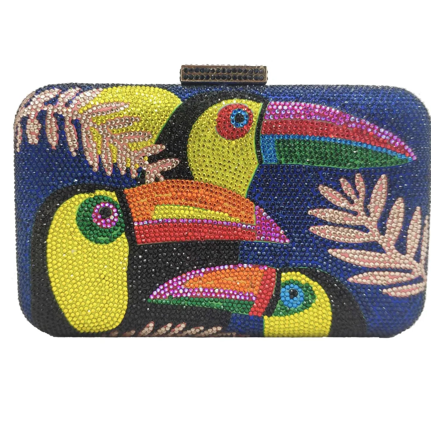 Novelty Toucan Bird Women Crystal Evening Bags Rhinestones Box Minaudiere Clutch Party Cocktail Handbag Diamond Chain Purse