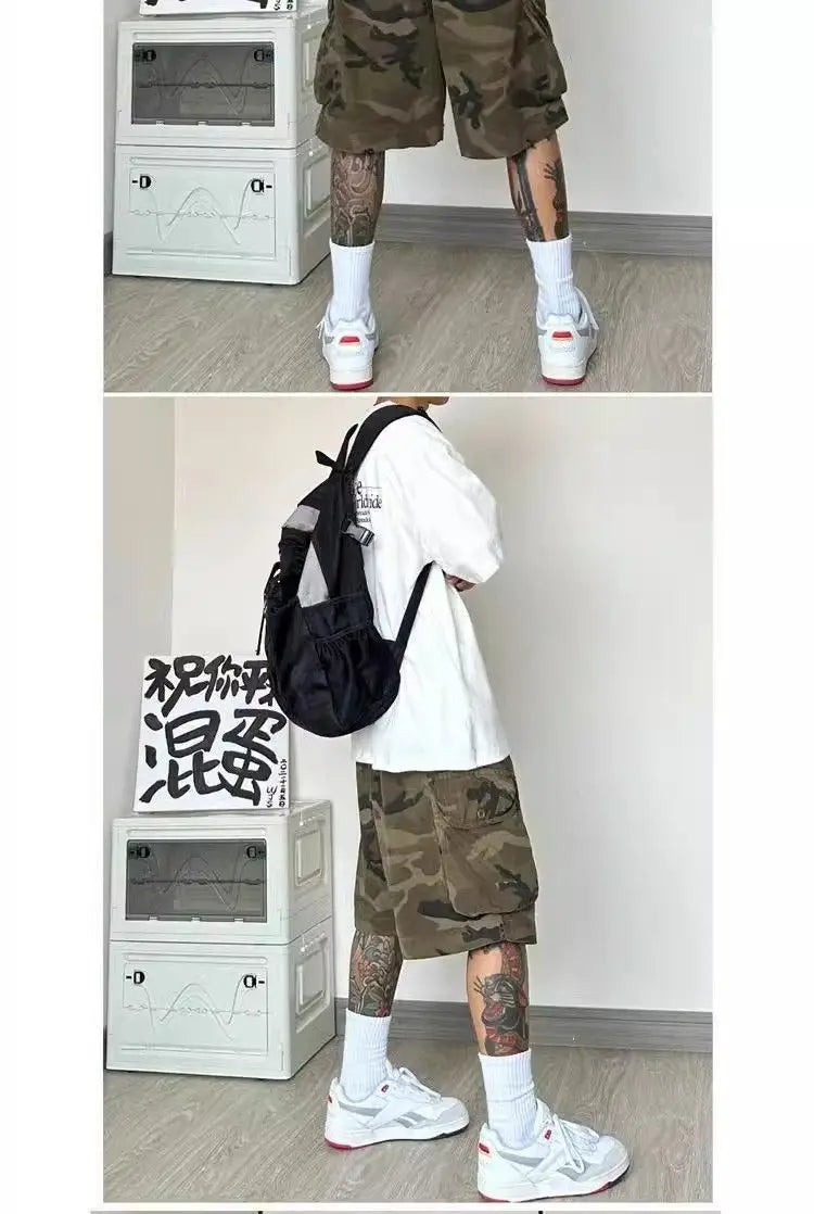 New summer men's shorts retro loose large pockets camouflage work shorts Bermuda hip-hop street casual shorts Men's clothing
