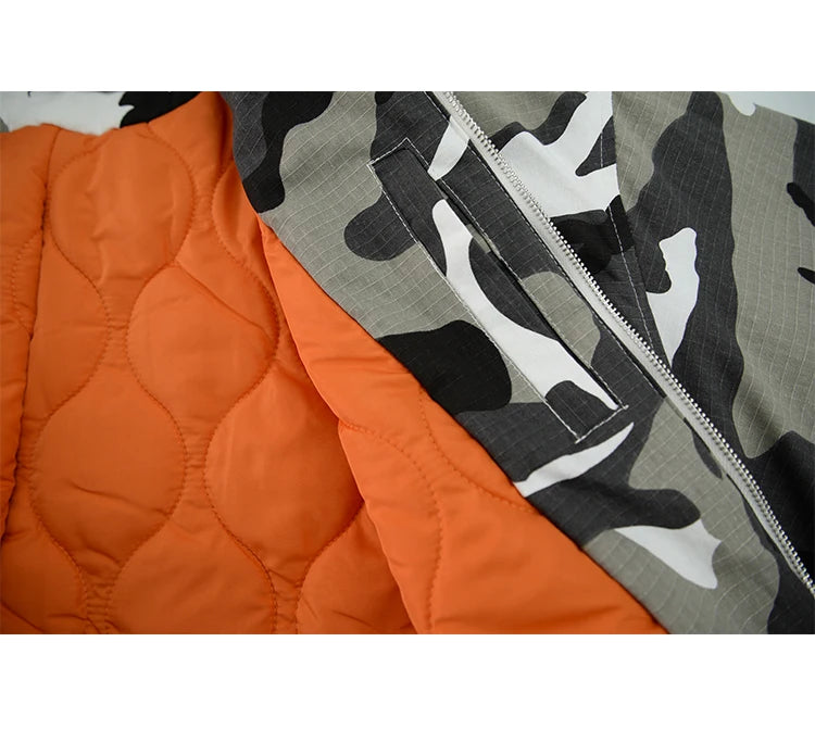 Tung Sung Camouflage Hooded Puffer Jacket Men's and Women's Loose Short Coat Men Winter