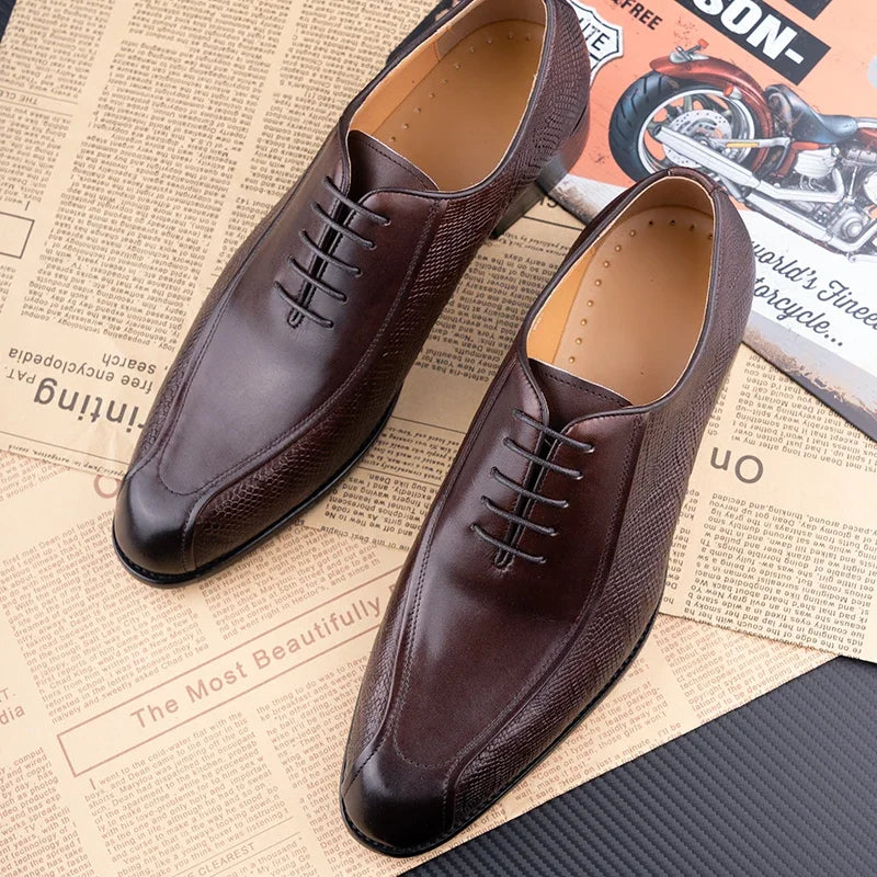 Deluxe Men's Leather Shoes Formal Dress Shoes Wedding Party Oxford Handmade Comfortable Lace Up Genuine Leather Men's Shoe