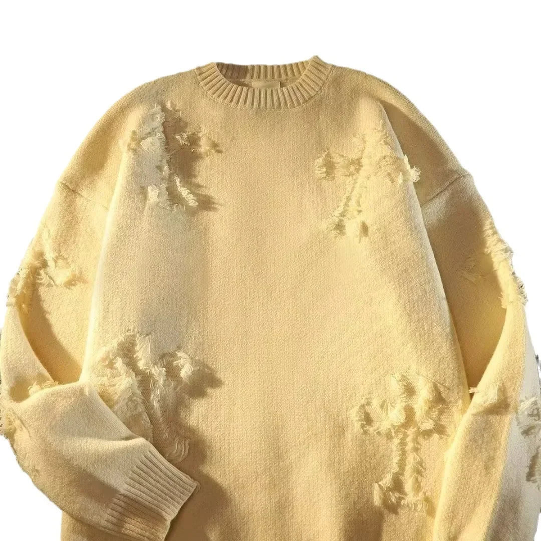 Unisex Round Neck Sweater Casual Trendy Knitted Top Solid Color Loose Fit Versatile For Men Women Hong Kong Style