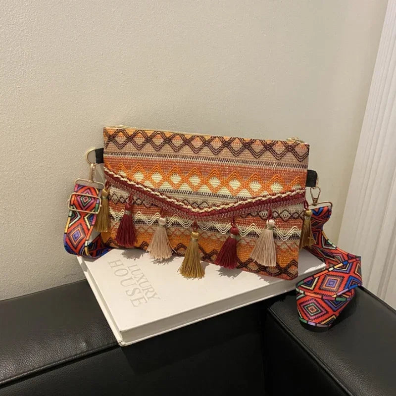 New Vintage Bohemian Fringe Shoulder Bag Women Tassel Boho Hippie Gypsy Fringed Women's Handbags Open Bag Purses and Handbags