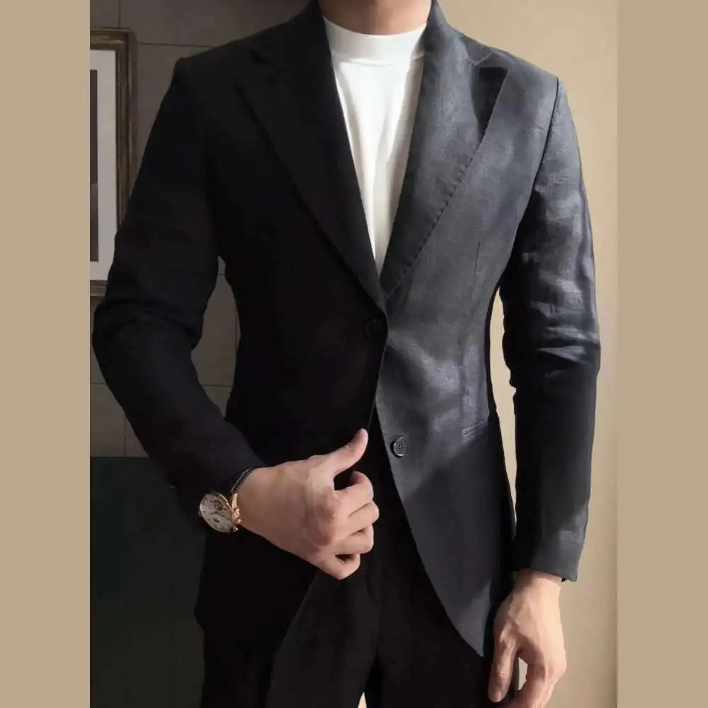 High Quality Linen Blend Business Dress Suit Wedding Suit Men Versatile Casual Office Party Prom Costume Homme Men Tuxedo Suit