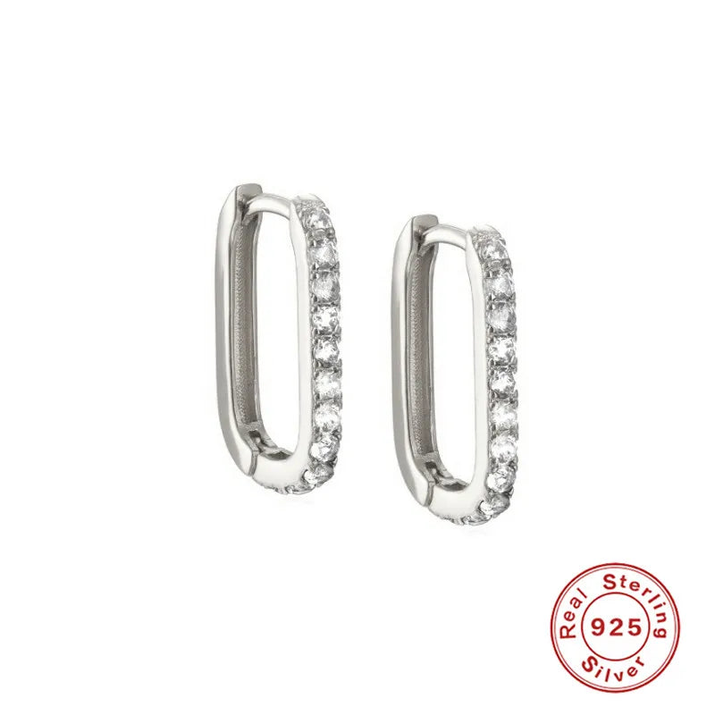 CANNER White Zircon Simple Love Round Earring For Women 925 Sterling Silver Earrings Hoops Pendiente Plata Piercing Gold Jewelry