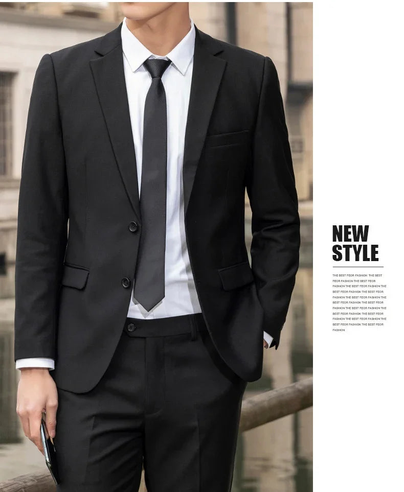 New (Blazer+ Vest + Pants) Fashion Business Men's Professional Dress Solid Color Trend Casual Gentleman Slim Groom Suit M-6XL