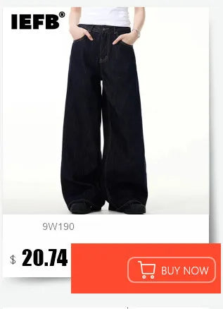 IEFB 2024 Spring Men's Baggy Jeans Worn Out Loose Wide Leg Denim Pants Chic Distressed Streetwear Vintage Male Trousers 9C2019