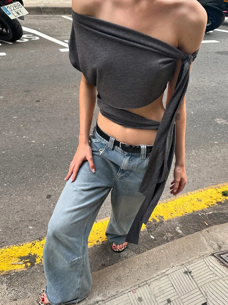 Weird Puss Irregular Women Tank Tops Shirring Shoulder Ruched Summer Chic Fashion Solid Hottie Simple Basic Streetwear Slim Vest