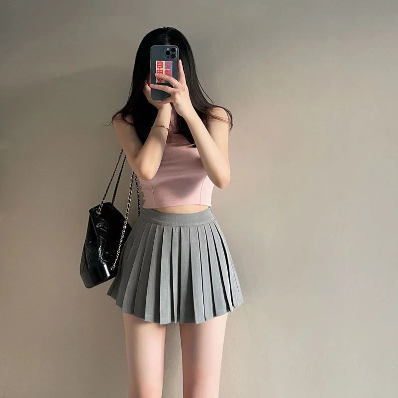 Y2K Irregular Pleated Skirts Women Streetwear Sexy Mini Skirt with Shorts Korean White Black Gyaru Tennis Extreme Skirt