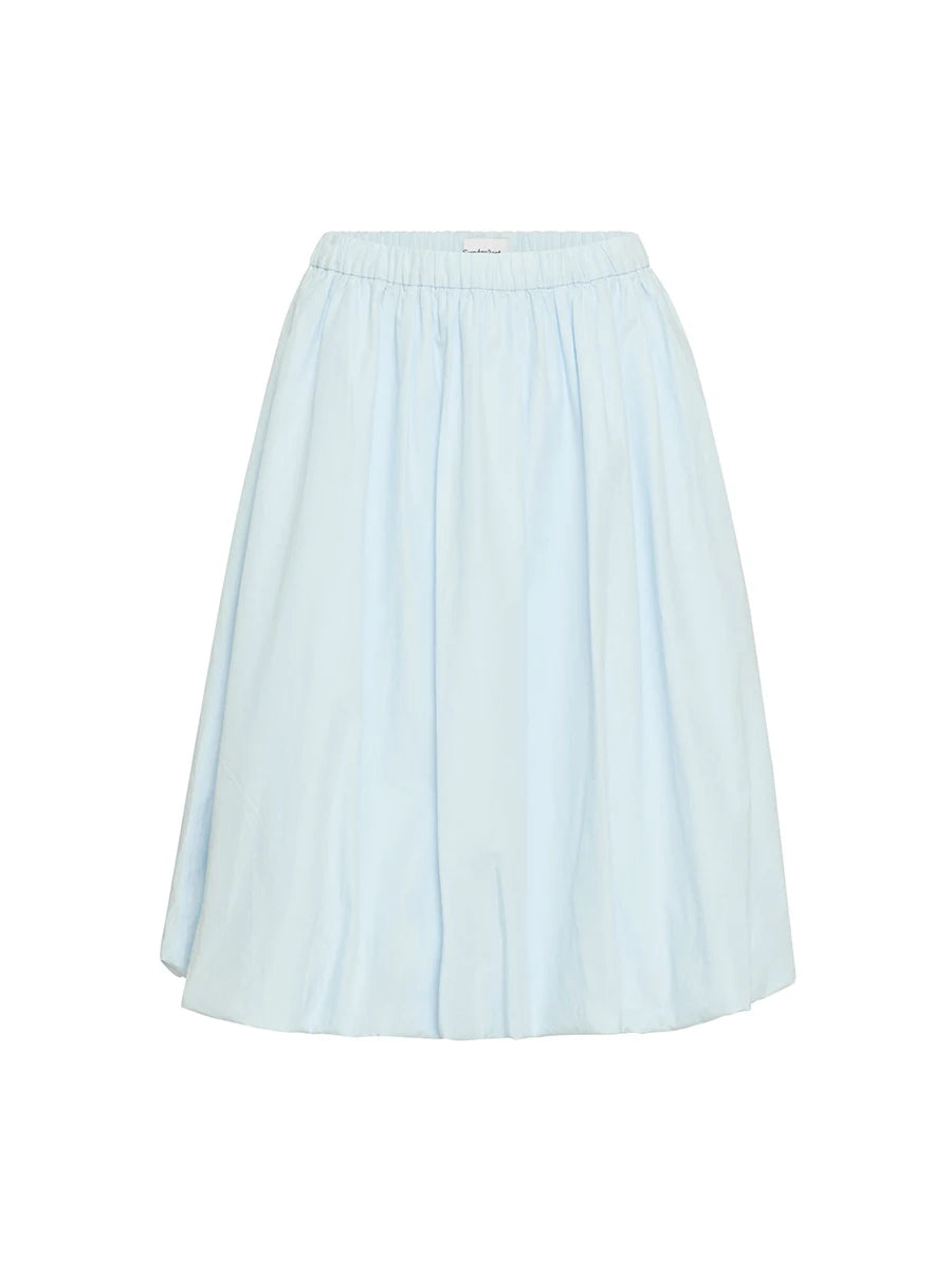 Women Bubble A-Line Skirt Casual Summer Solid Color Elastic Waist Gothic Midi Skirt for Beach Vacation Club Streetwear