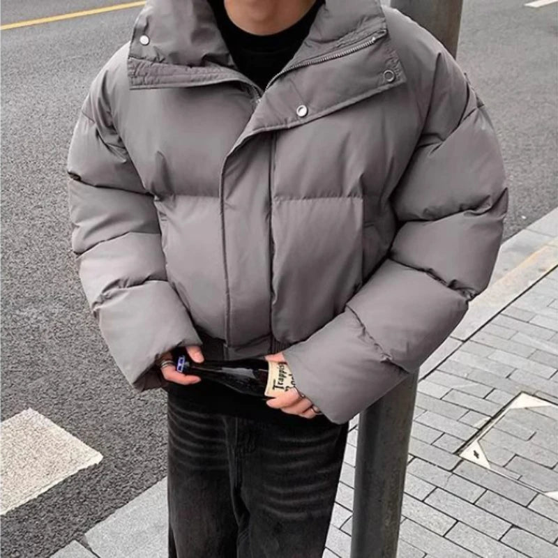Short Stand-collar Padded Jacket Autumn Winter Loose Versatile Trendy Men's Jacket Korean Style High-end Personalized Parkas