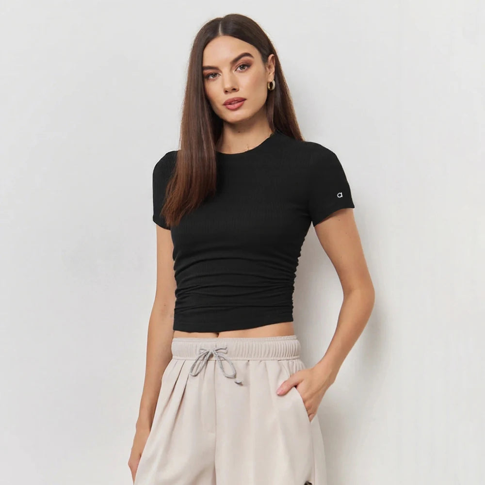 Summer Short Sleeve Flexible T-shirt white color Basic casual Tee Shirt Tops