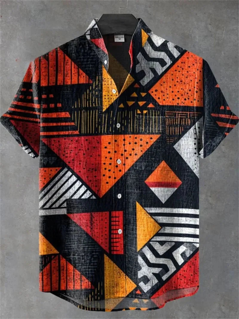 2025 Retro Ukiyo-e Pattern 3D Printing Linen Shirt Men's Fashion Shirt Summer Casual Harajuku Street Wear Vacation Shirt