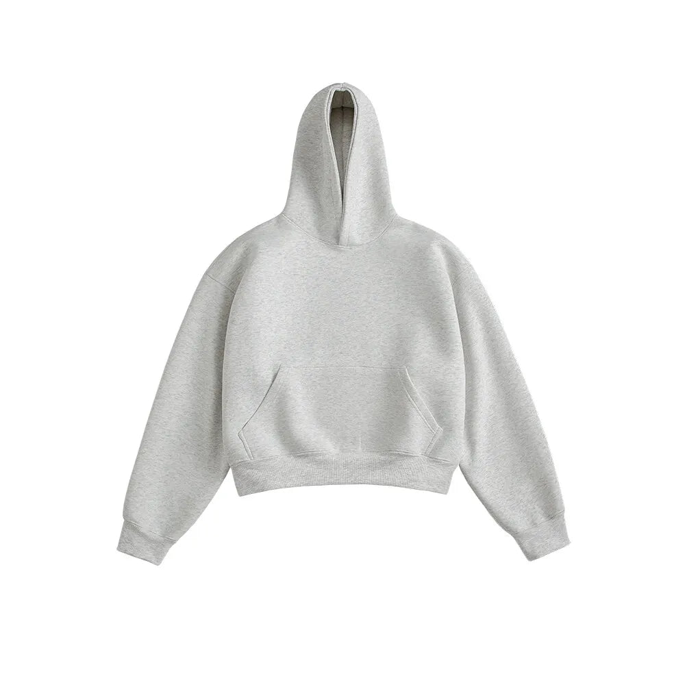 LAPPSTER Men Women Cleanfit Y2k Short Hooded Hoodies Korean Fashions 2000s Sweatshirts Tracksuit Grey Harajuku Big Pocket Hoodie