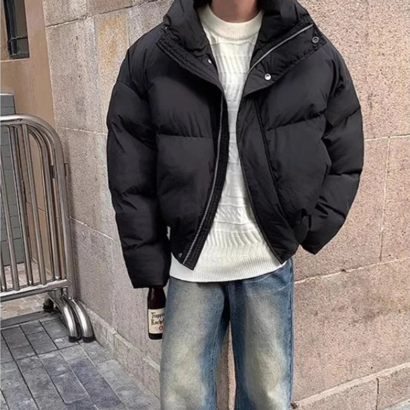 Short Stand-collar Padded Jacket Autumn Winter Loose Versatile Trendy Men's Jacket Korean Style High-end Personalized Parkas