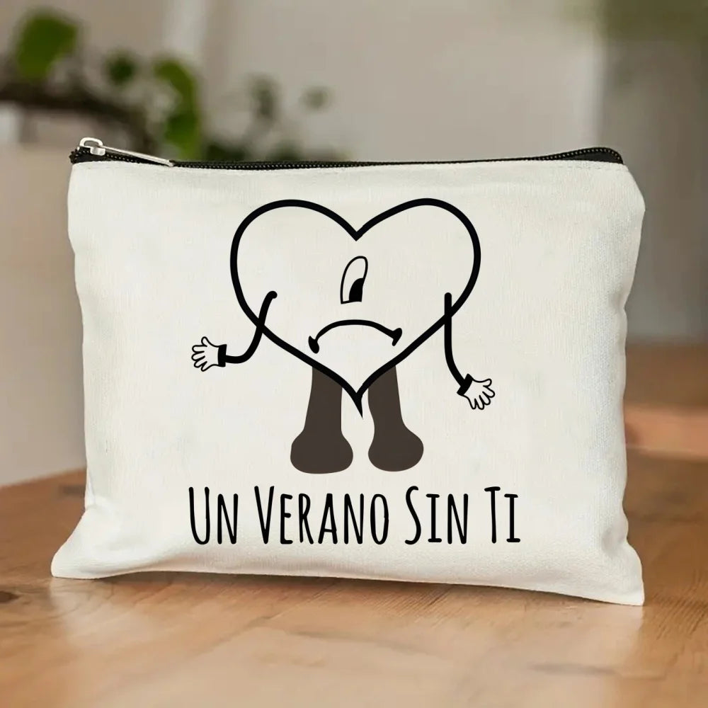 Un Verano Sin Ti Gift Bag Set, Bad Bunny Print Tote Bag, Casual Canvas Shoulder Bag with Mini Storage Bag