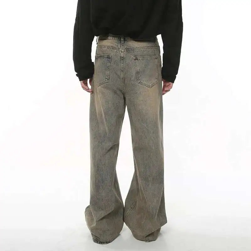 IEFB 2024 Spring Men's Baggy Jeans Worn Out Loose Wide Leg Denim Pants Chic Distressed Streetwear Vintage Male Trousers 9C2019