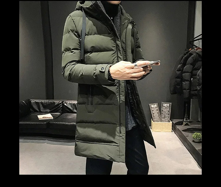 Men Long Down Jackets Winter Coats Chaquetas Hooded Casual Winter Parkas High Quality Male Green Warm Parkas Coats Size 8XL