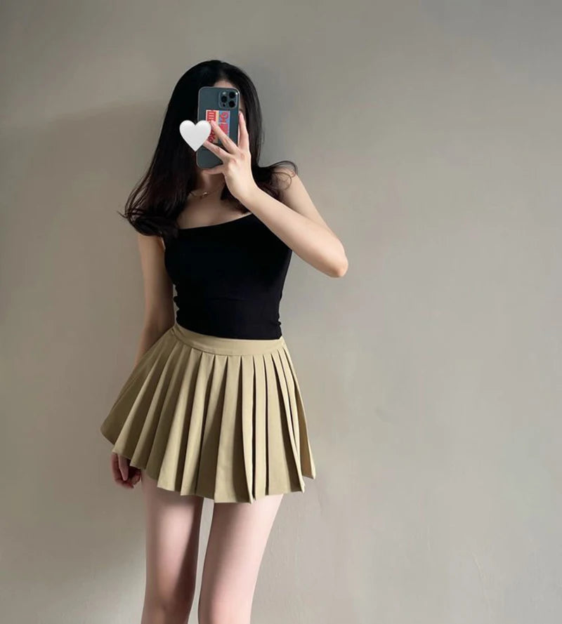 Y2K Irregular Pleated Skirts Women Streetwear Sexy Mini Skirt with Shorts Korean White Black Gyaru Tennis Extreme Skirt