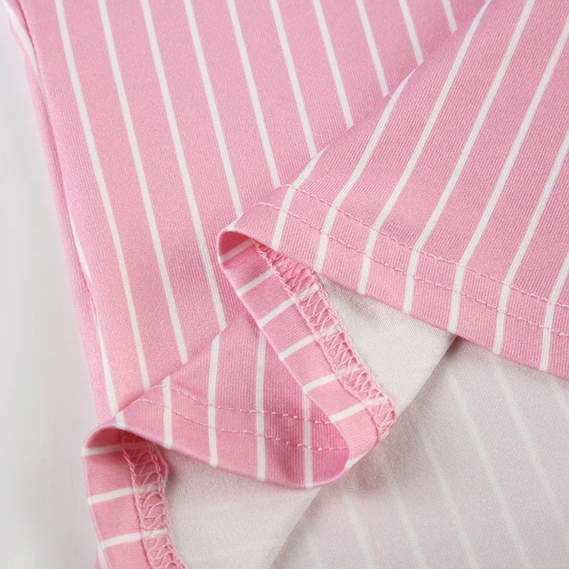 Sweetown Blue Stripe Short Sleeve Shirts For Women Button Up Turn Down Collar Slim Simple Casual Preppy Tops Basic Summer Tees