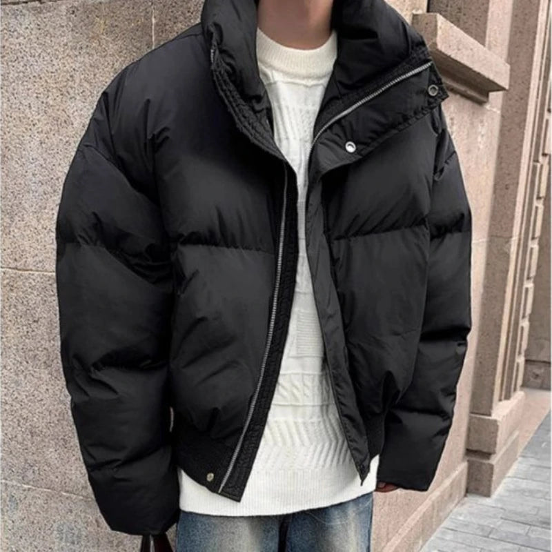 Short Stand-collar Padded Jacket Autumn Winter Loose Versatile Trendy Men's Jacket Korean Style High-end Personalized Parkas