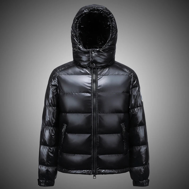 TRAF New Men's Winter Black Fashion Cold Warm Jacket Padded Thickened 90% White Duck Down Solid Color Fashion Leisure Jacket
