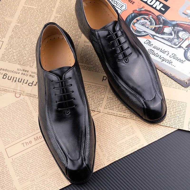 Deluxe Men's Leather Shoes Formal Dress Shoes Wedding Party Oxford Handmade Comfortable Lace Up Genuine Leather Men's Shoe