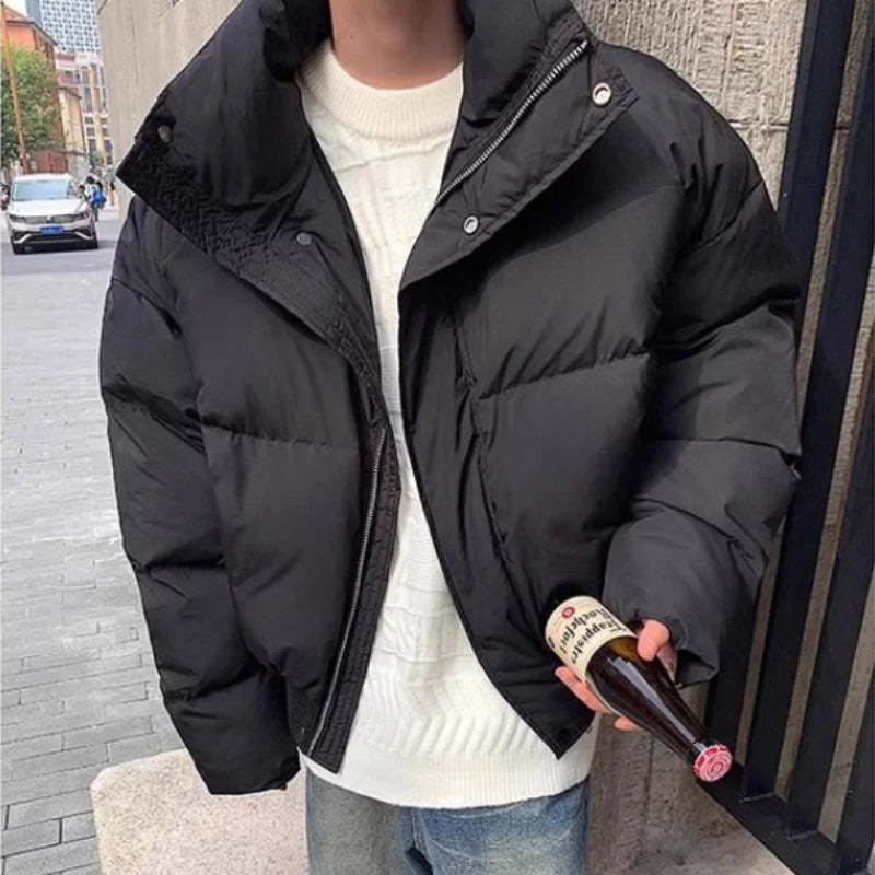 Short Stand-collar Padded Jacket Autumn Winter Loose Versatile Trendy Men's Jacket Korean Style High-end Personalized Parkas