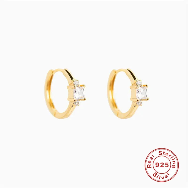 CANNER White Zircon Simple Love Round Earring For Women 925 Sterling Silver Earrings Hoops Pendiente Plata Piercing Gold Jewelry