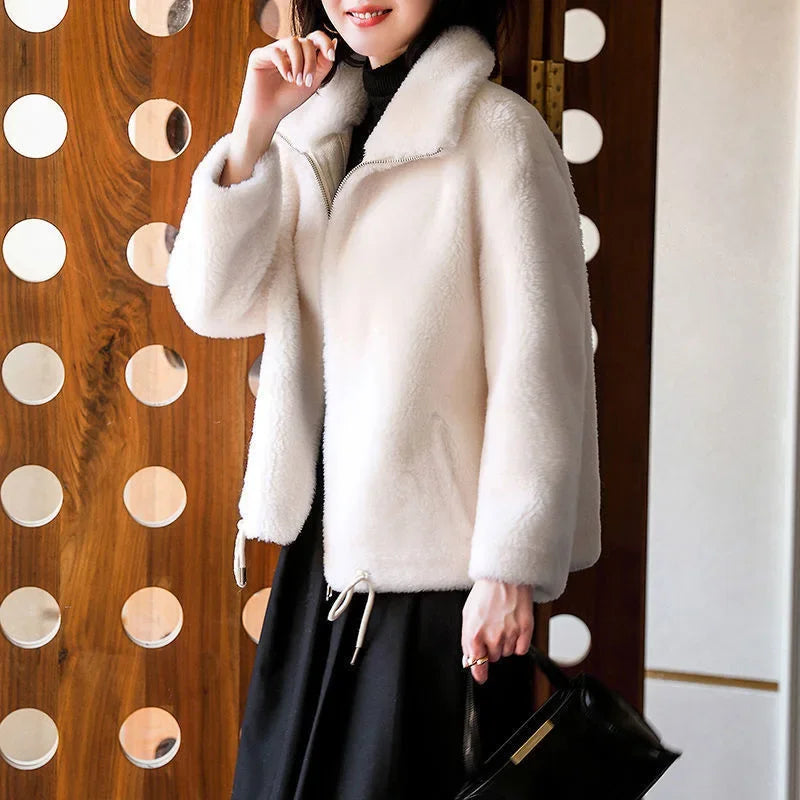 Women's Trendy Winter Fleece-lined Thickened Jacket Double-sided Fleece Warm Polo/turtle Neck Sweatshirt Zip-up Cardigan Top