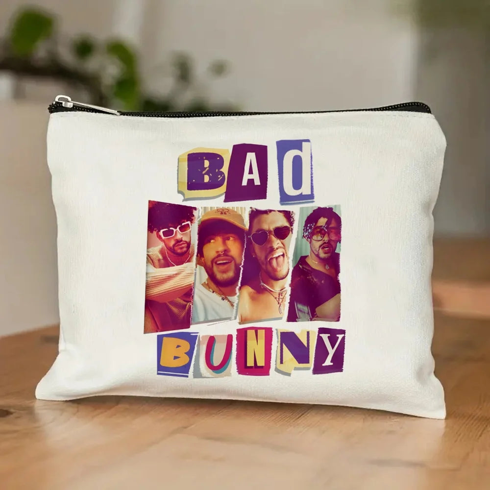 Un Verano Sin Ti Gift Bag Set, Bad Bunny Print Tote Bag, Casual Canvas Shoulder Bag with Mini Storage Bag