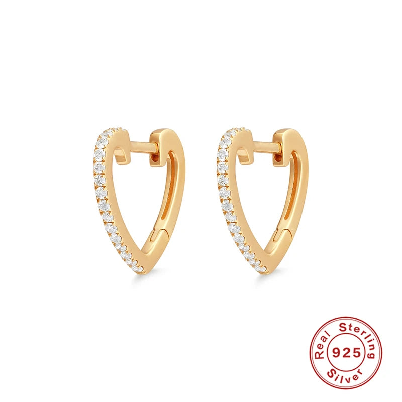 CANNER White Zircon Simple Love Round Earring For Women 925 Sterling Silver Earrings Hoops Pendiente Plata Piercing Gold Jewelry